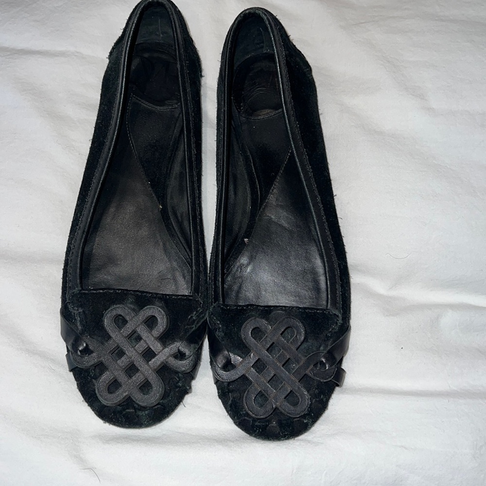 DVF black suede flats